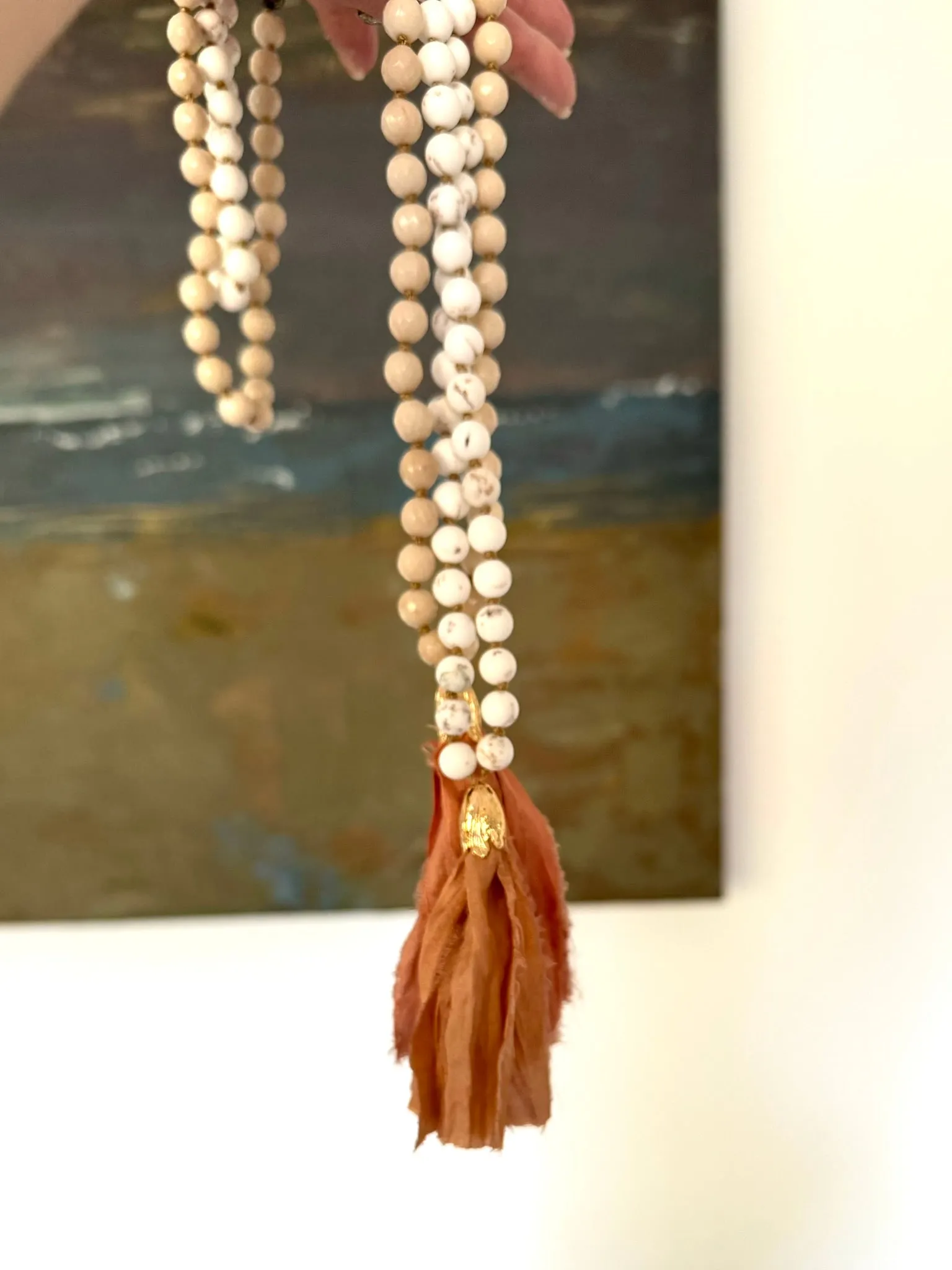 Crystal Mala with Magnesite and Agate Gemstone