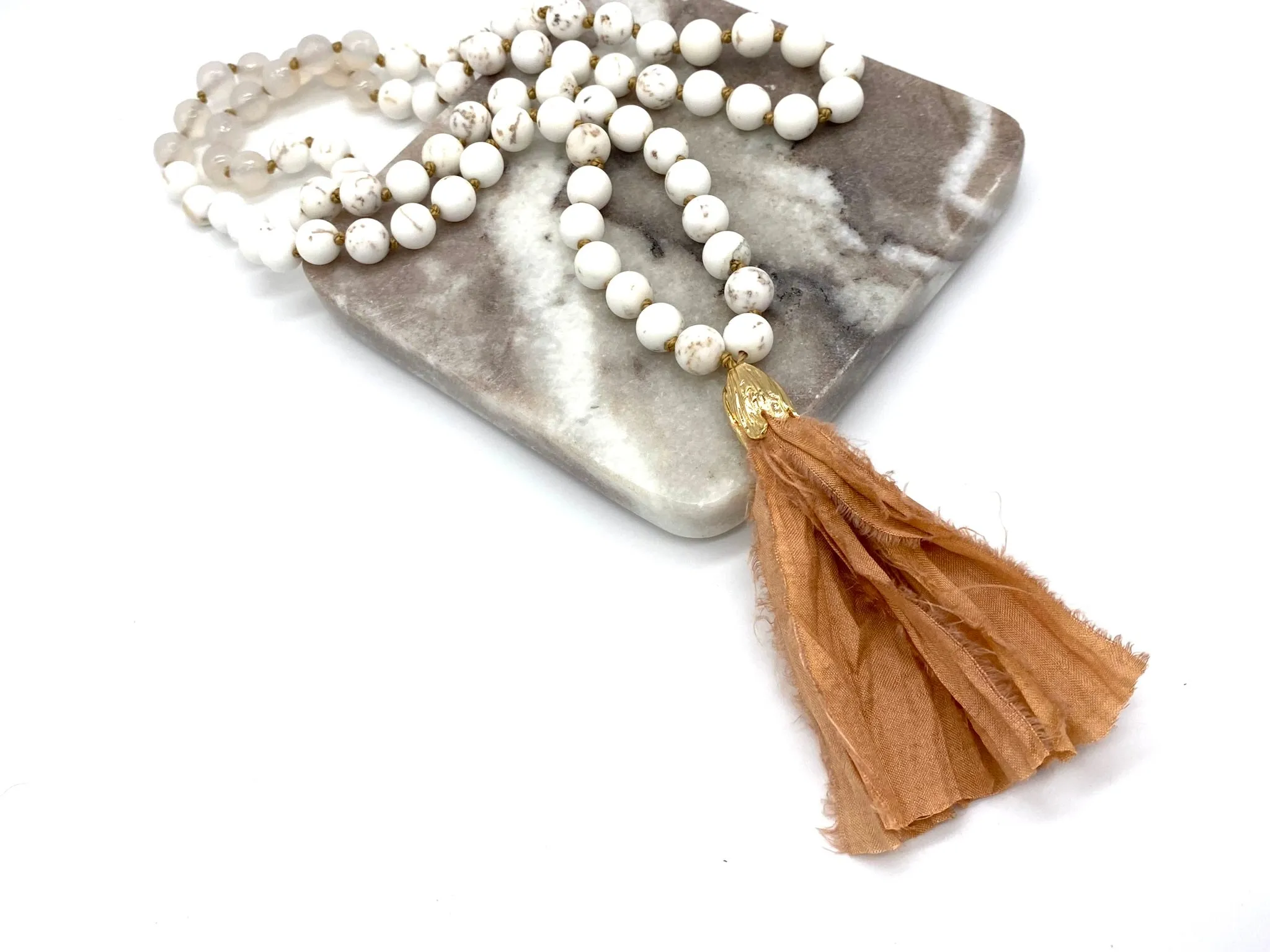 Crystal Mala with Magnesite and Agate Gemstone