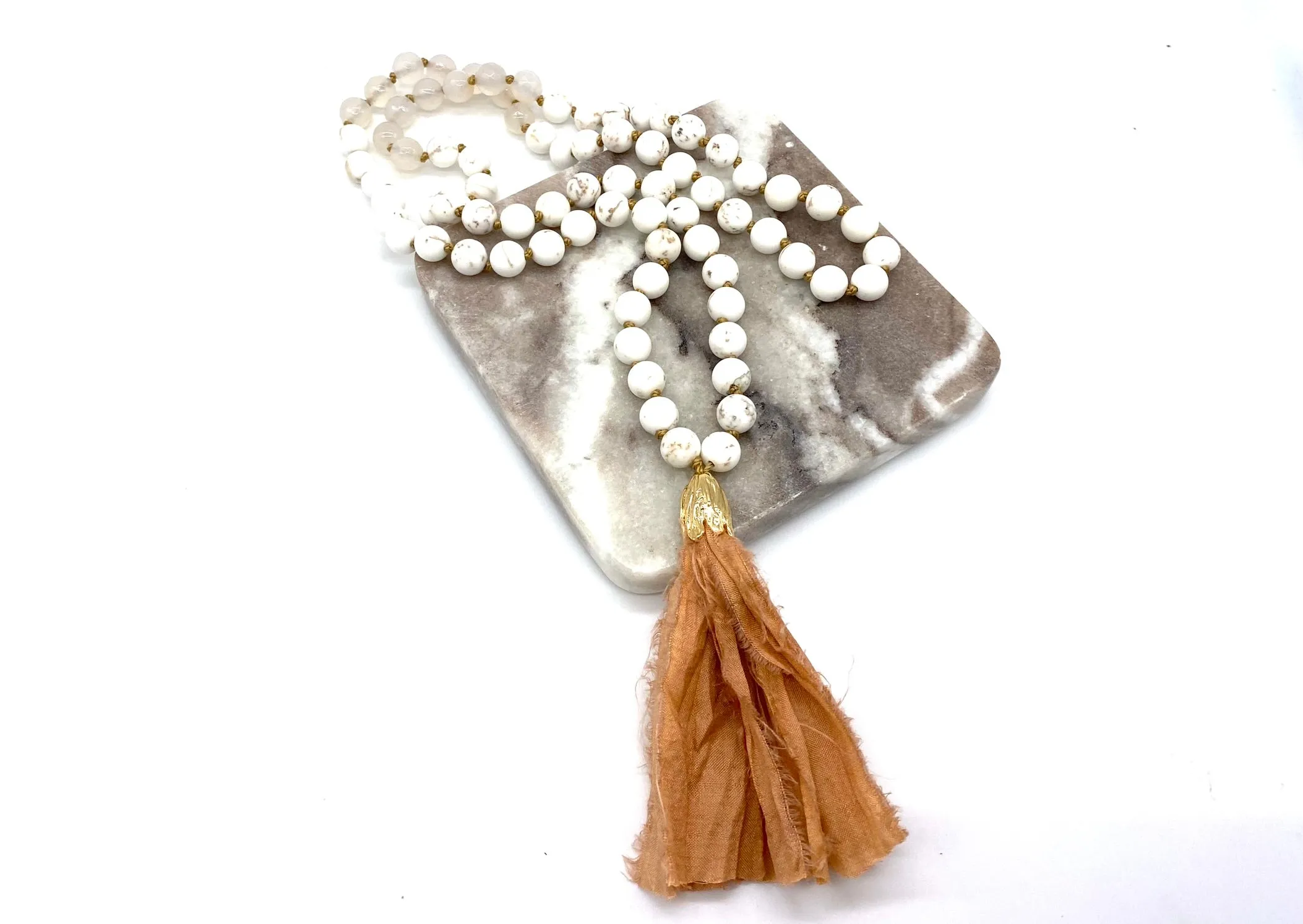 Crystal Mala with Magnesite and Agate Gemstone