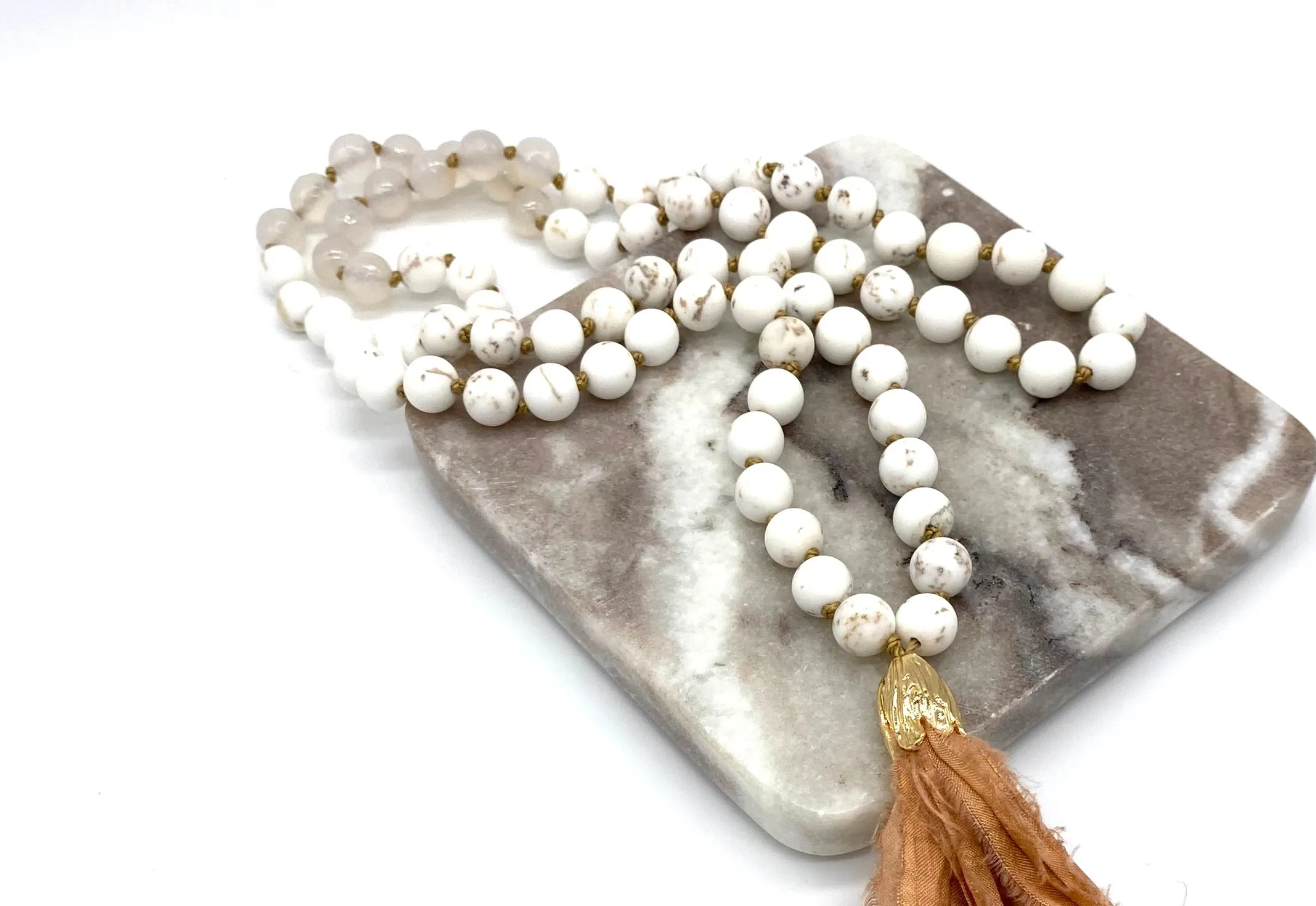 Crystal Mala with Magnesite and Agate Gemstone