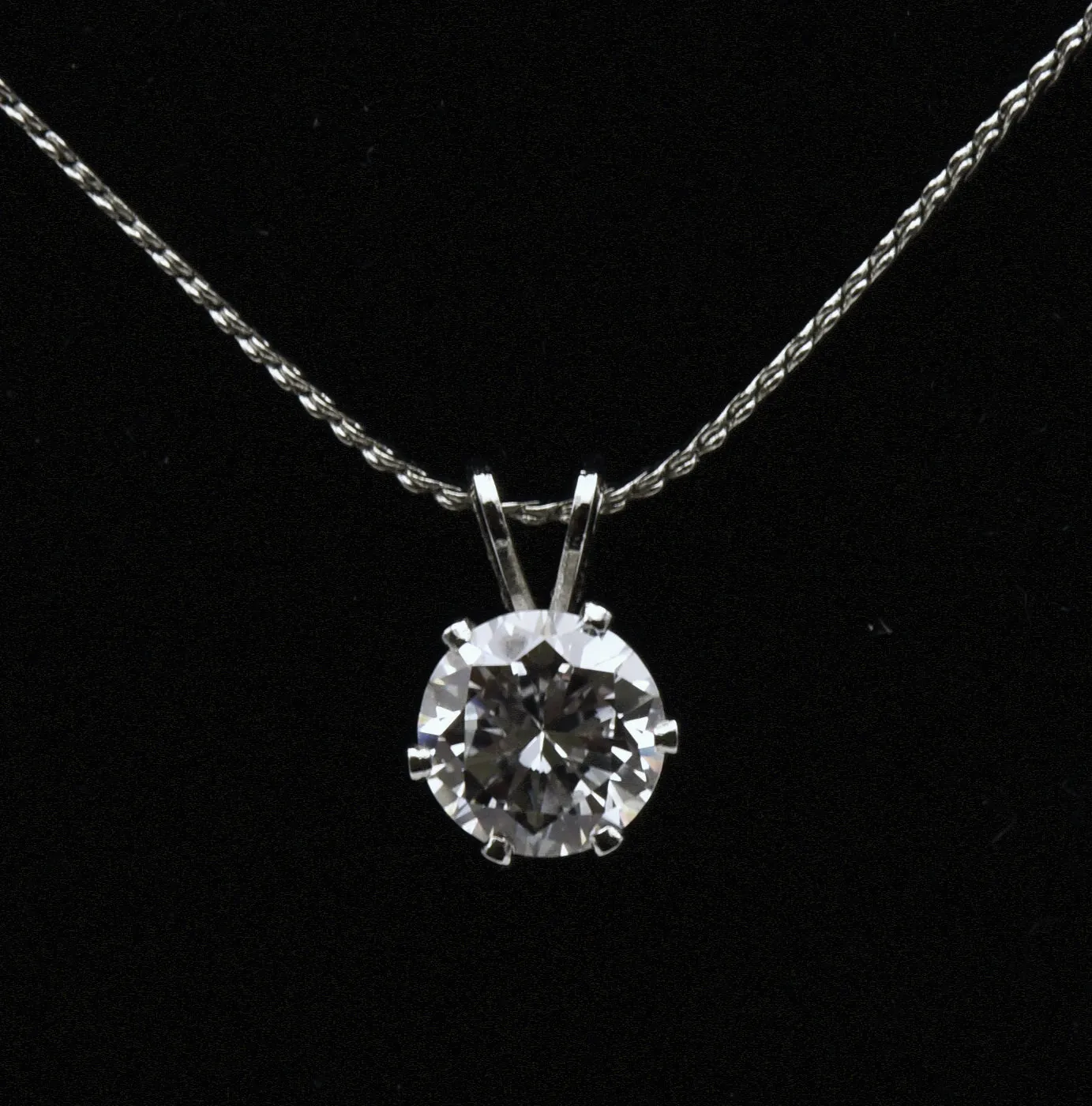 Cubic Zirconia Pendant on Chain Necklace - 17.75"