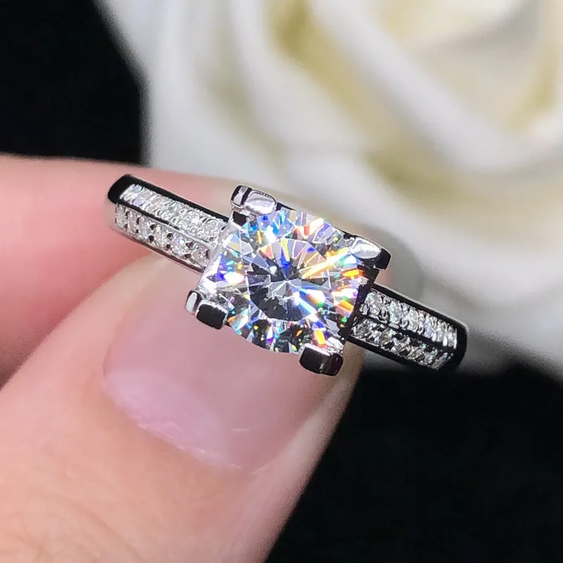 Custom 1 Carat Moissanite Diamond Pave Setting Ring