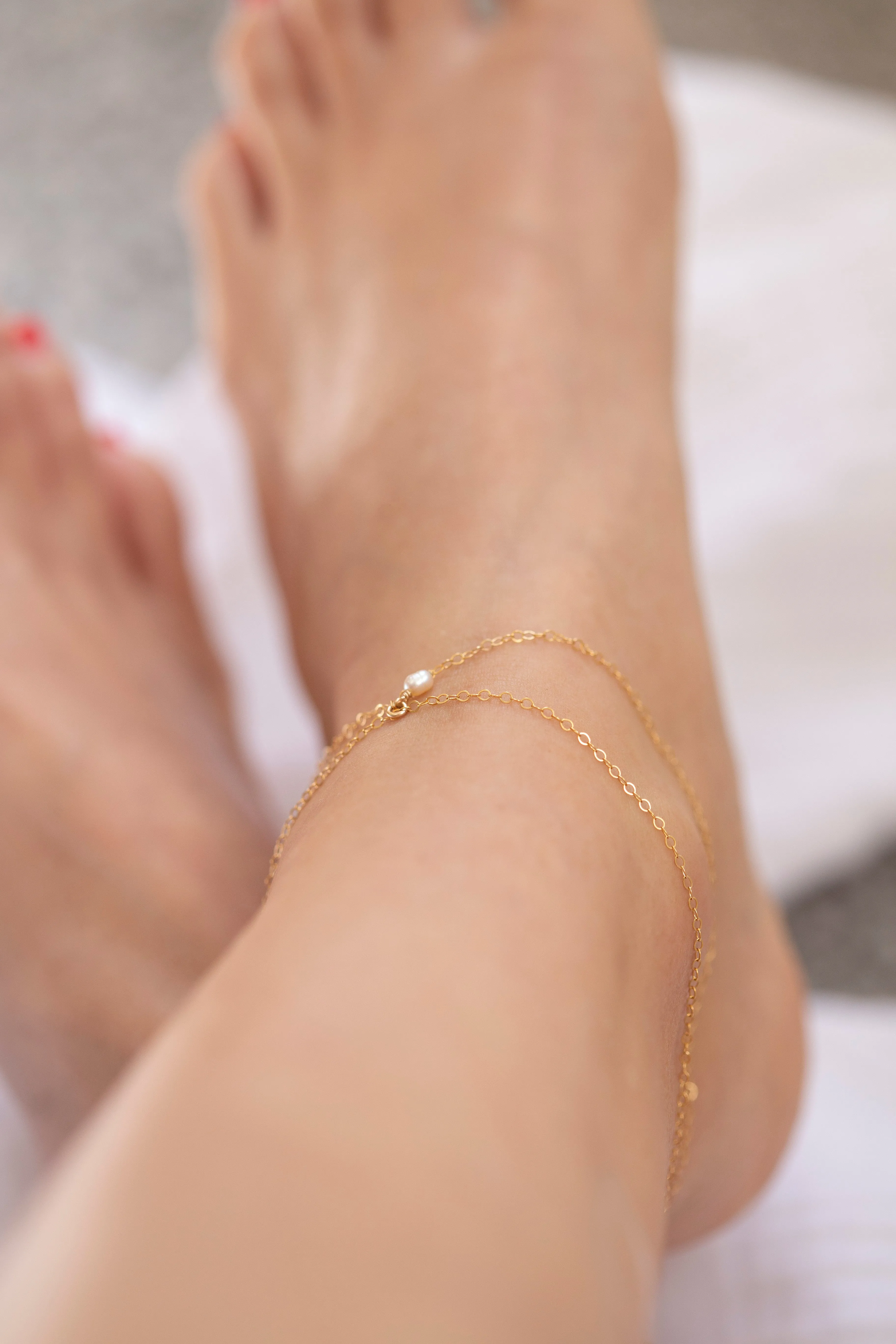 Dainty Anklet with small Fresh water pearl