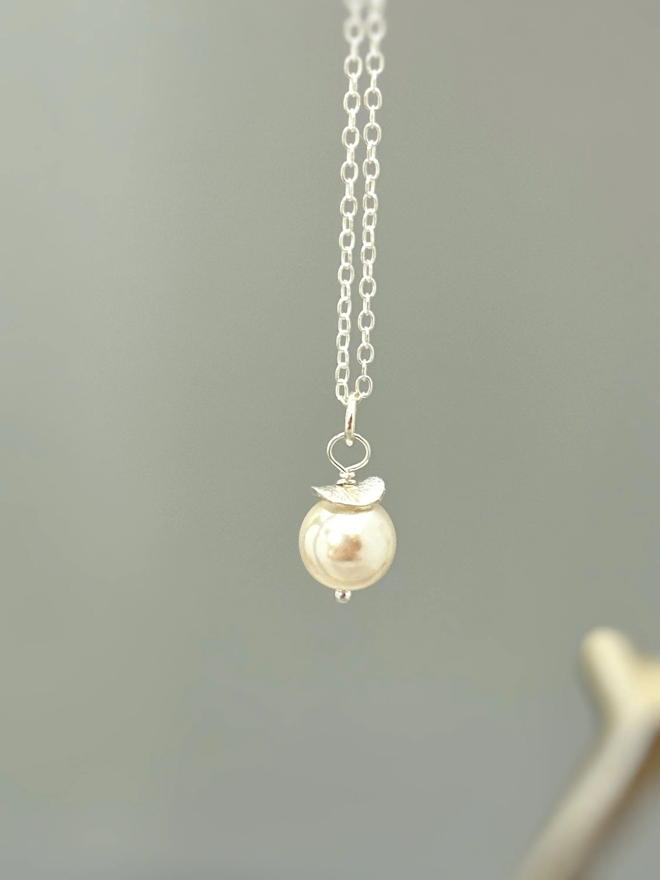 Dainty Single Pearl Necklace Sterling Silver, gold, rose gold