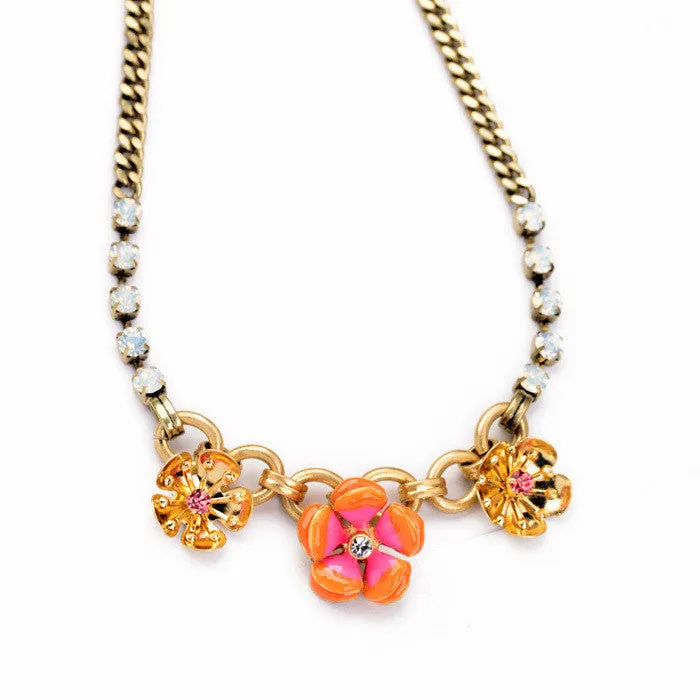 Delicate Orange Flower Necklace