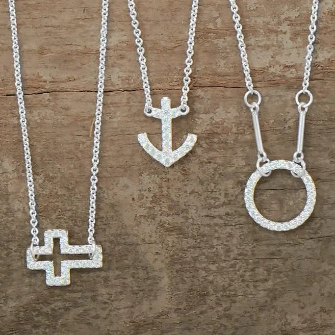 Delicate Sideways Cross Necklace with CZs