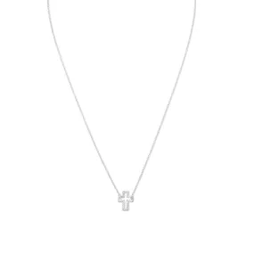 Delicate Sideways Cross Necklace with CZs