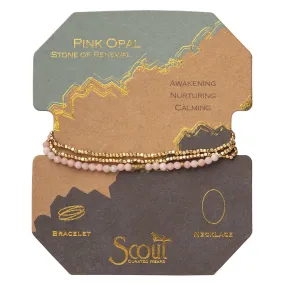 Delicate Stone Bracelet/ Necklace | Pink Opal/ Gold