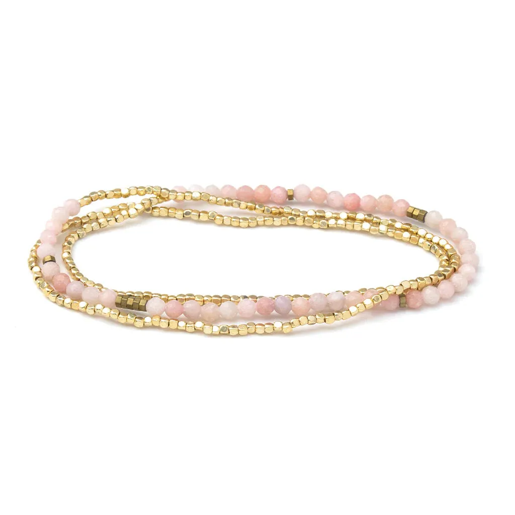 Delicate Stone Bracelet/ Necklace | Pink Opal/ Gold