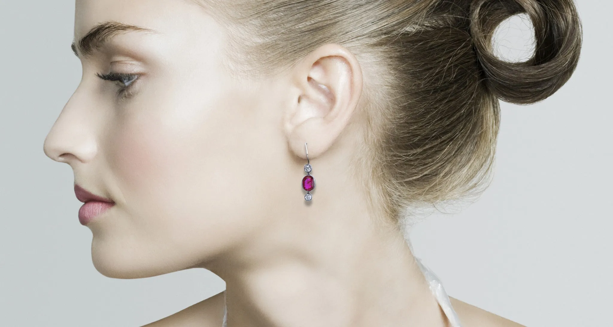 Diamond & Ruby Drop Earrings