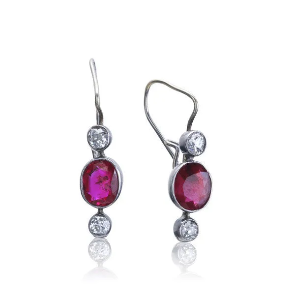 Diamond & Ruby Drop Earrings