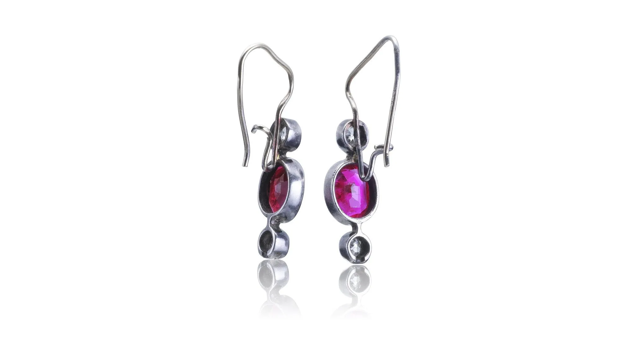 Diamond & Ruby Drop Earrings