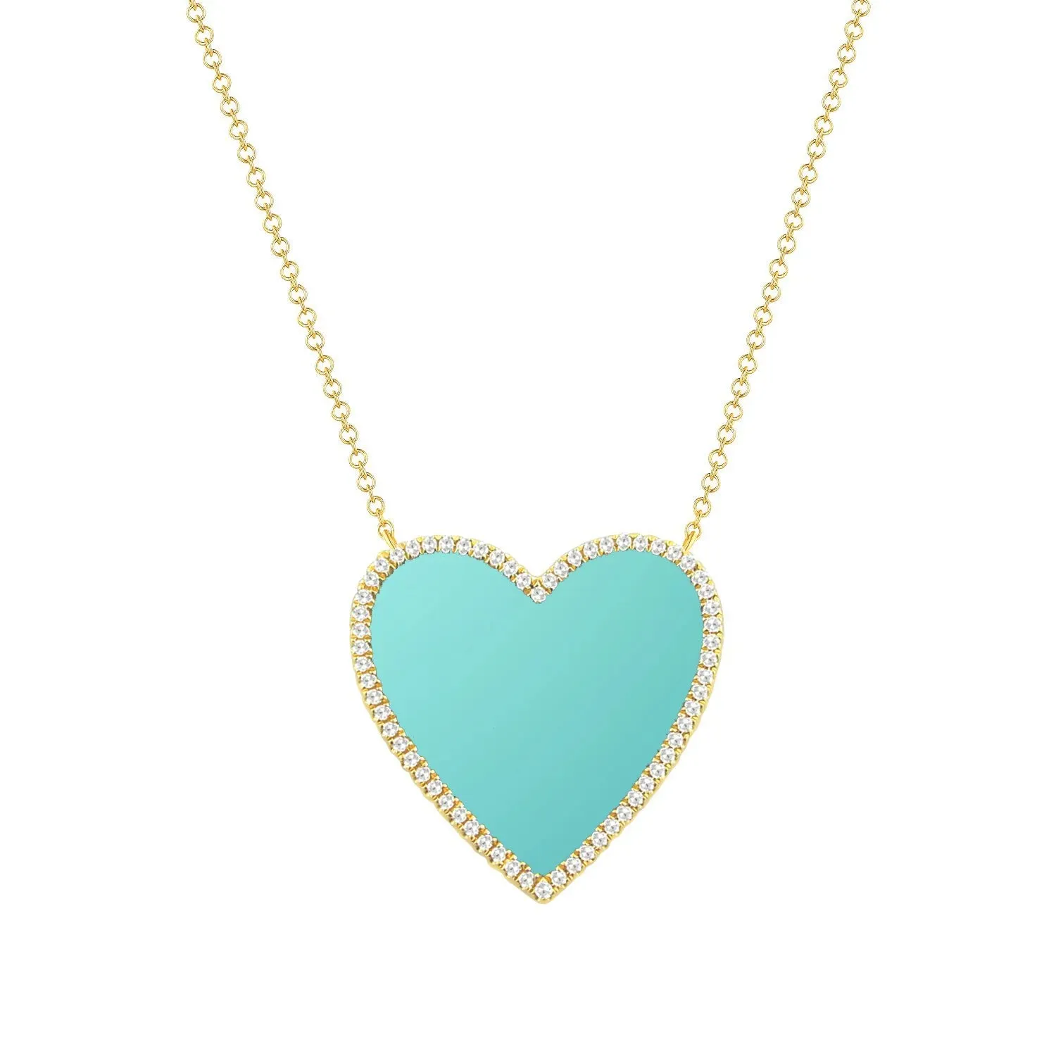 Diamond & Turquoise Heart Necklace