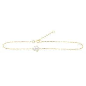 Diamond Anchor Anklet Bracelet 10k Yellow Gold 9"