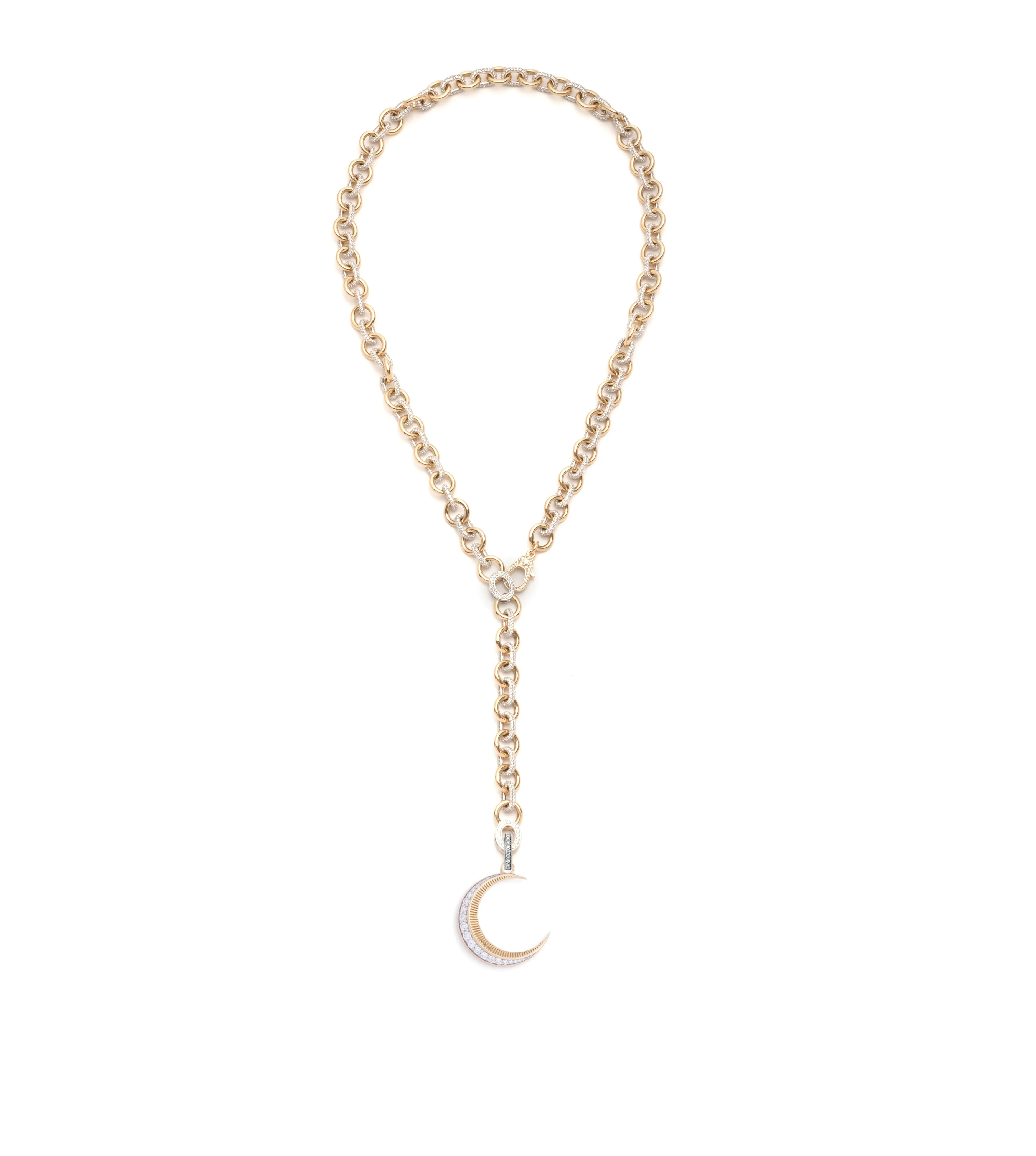 Diamond Crescent - Karma : Pave Diamond Adjustable Sister Hook Necklace