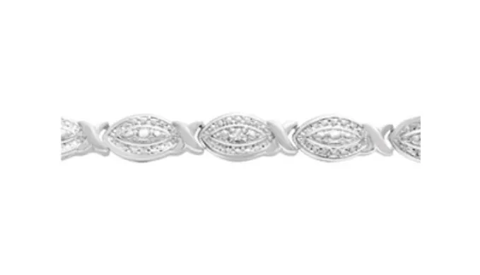 Diamond Hugs and Kisses Bracelet In Platinum Overlay - Ships Same/Next Day!