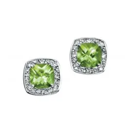 Diamond Peridot Earrings in 9ct White Gold