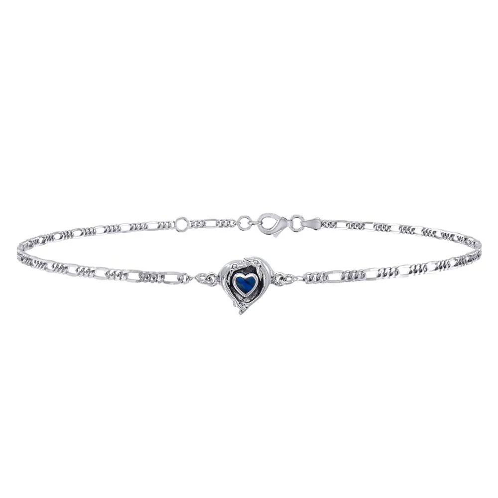 Dolphin Silver Heart Anklet - 925 Real Silver