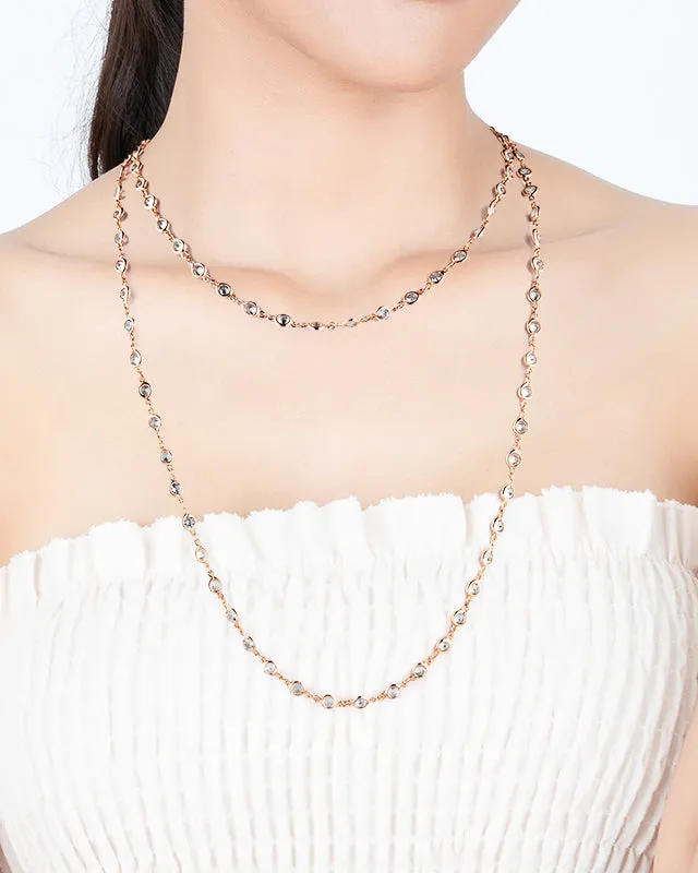 Double Layered Diamond by the Inch Necklace