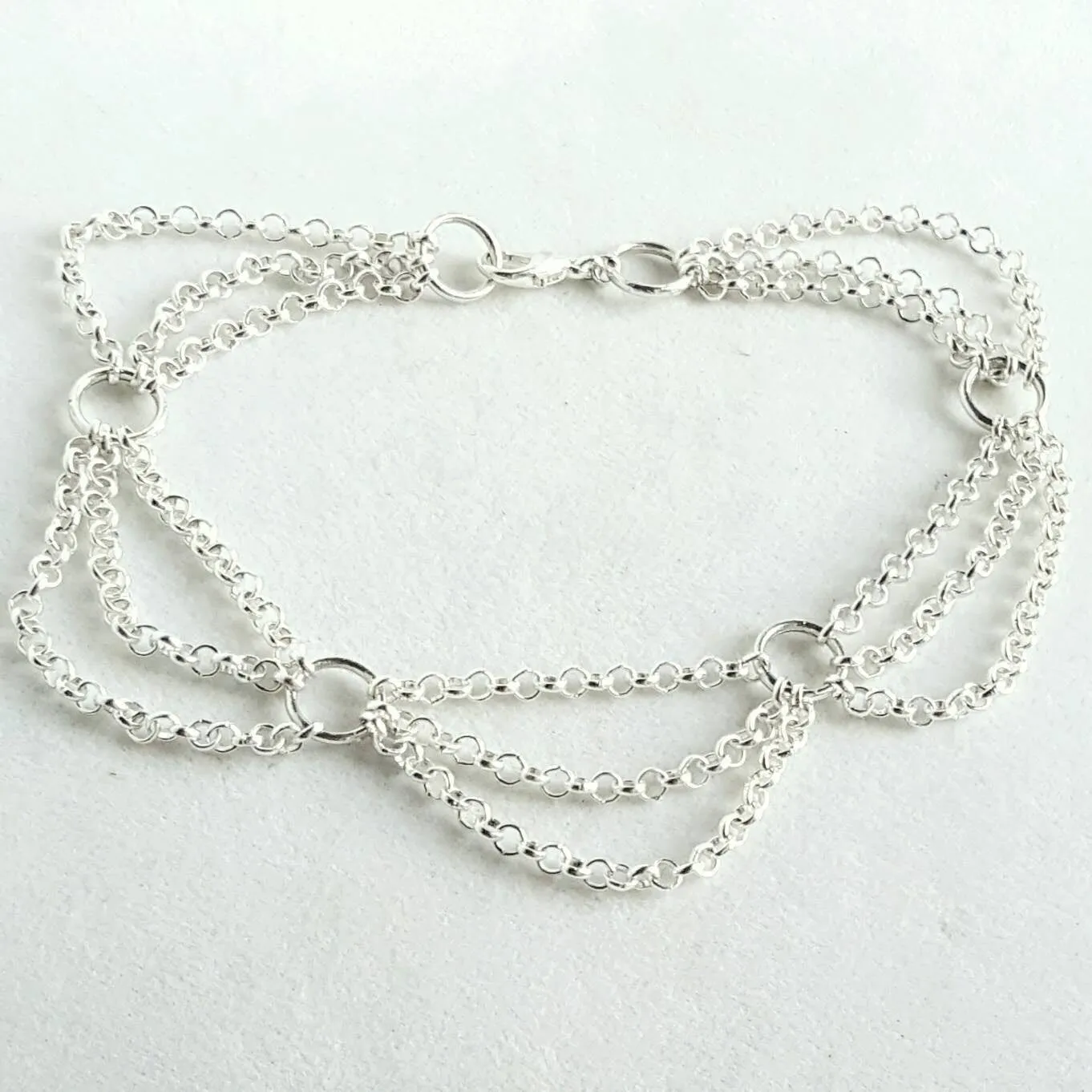 Draped Silver Anklet Summer Beach Festival Jewelry