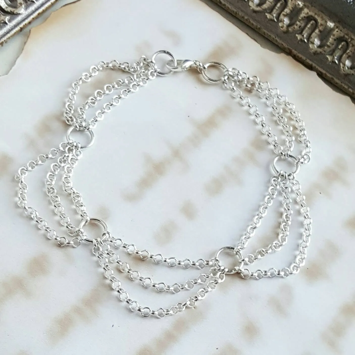 Draped Silver Anklet Summer Beach Festival Jewelry