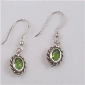 Elegant Peridot Gemstone  & Silver Drop Earrings