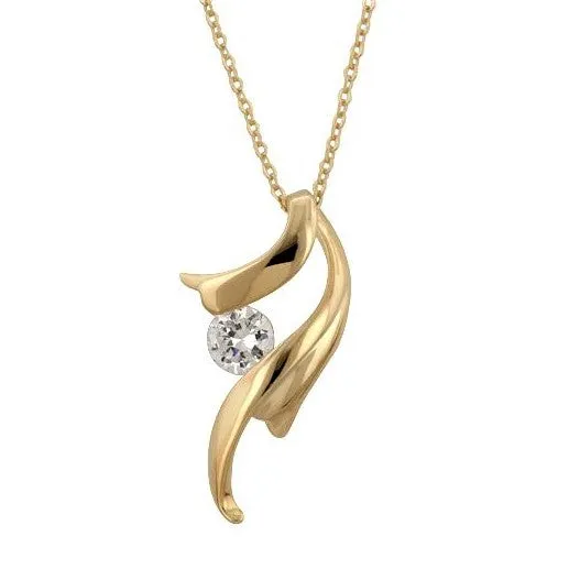 Elek Gold Ribbon CZ Pendant