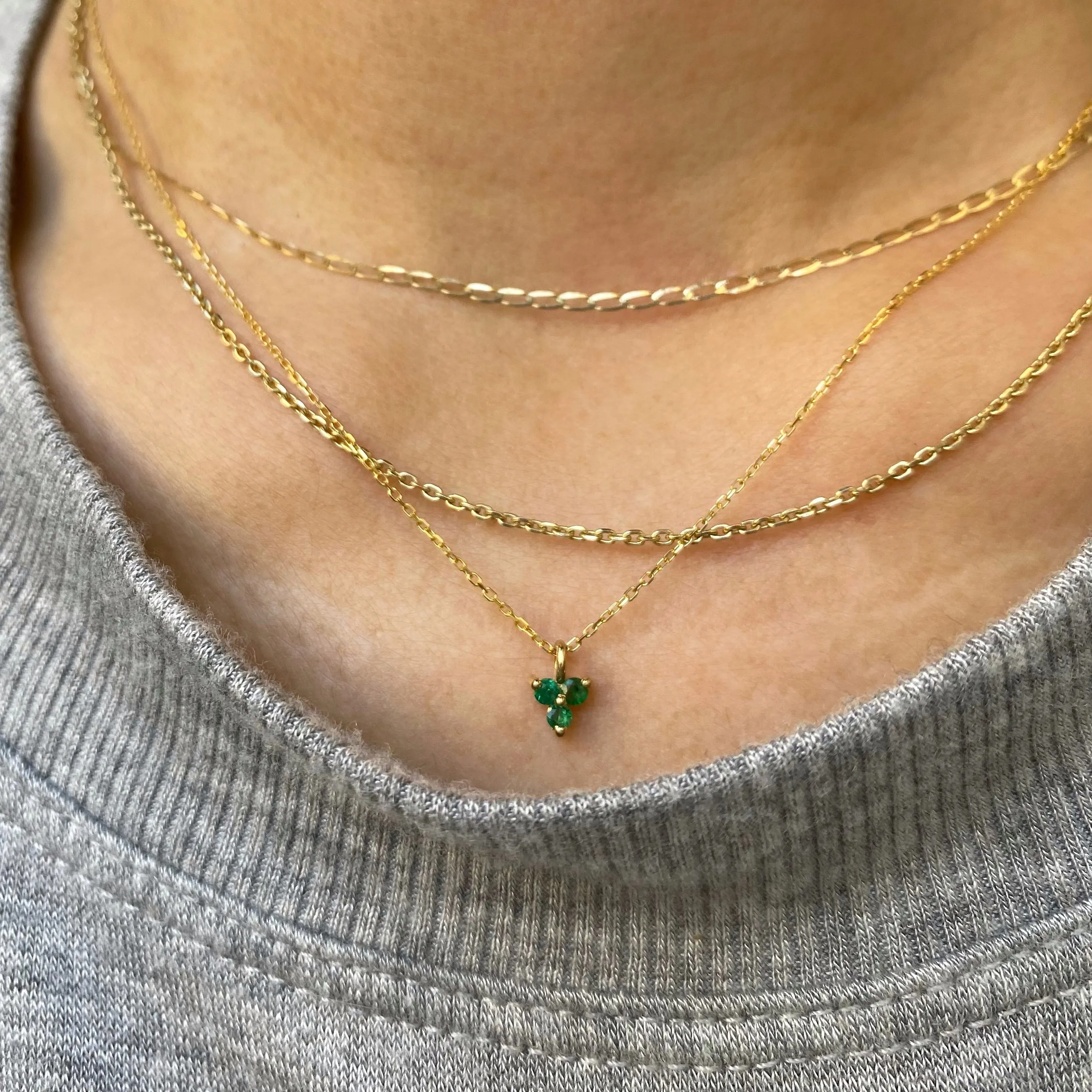 Emerald Triad Necklace (ready to ship option)*