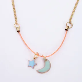 Enamel Moon & Sun Necklace