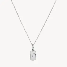 Engravable Rectangle Locket Necklace in Silver