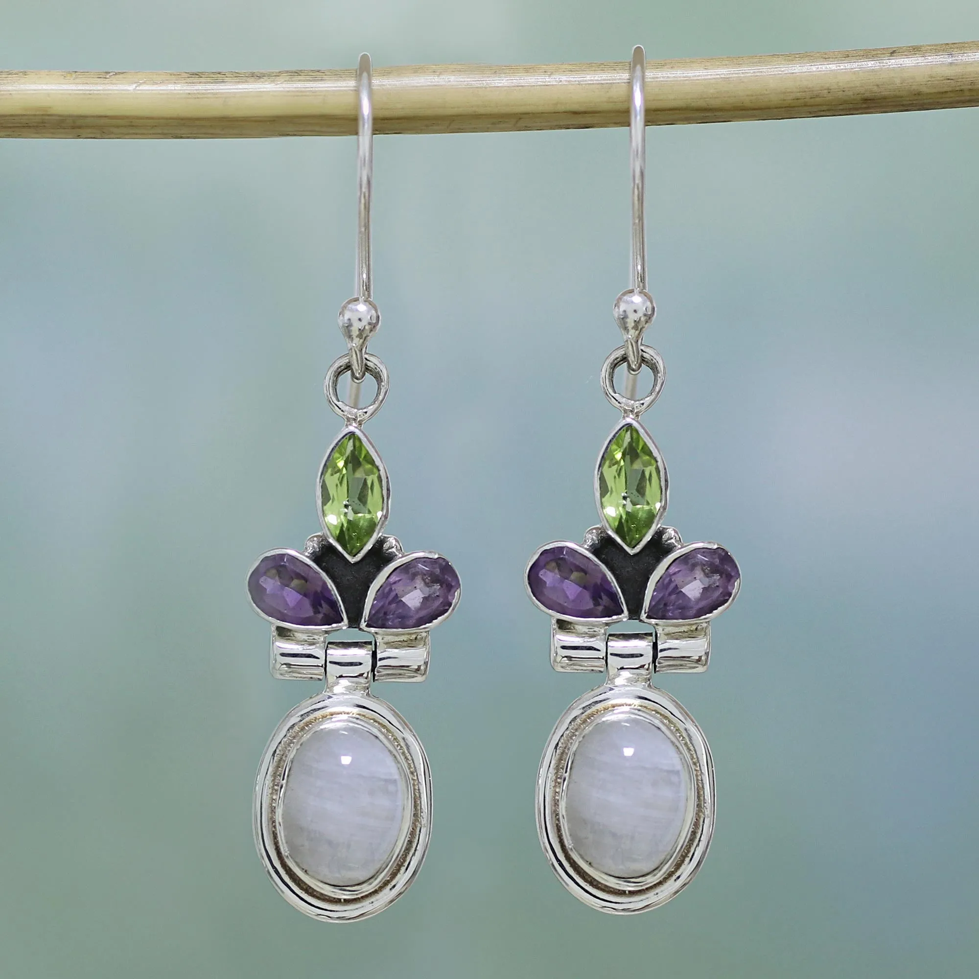 Eternal Charisma Multi-Gem Silver Dangle Earrings