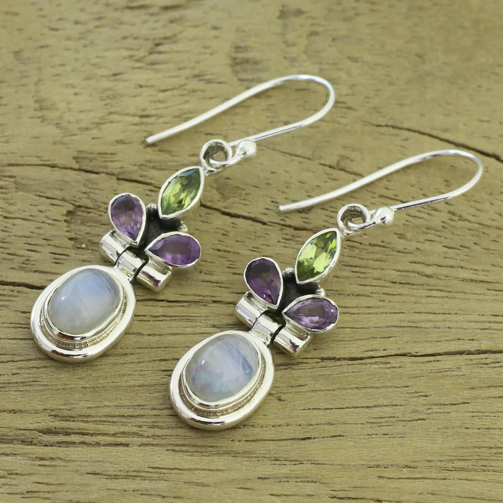 Eternal Charisma Multi-Gem Silver Dangle Earrings