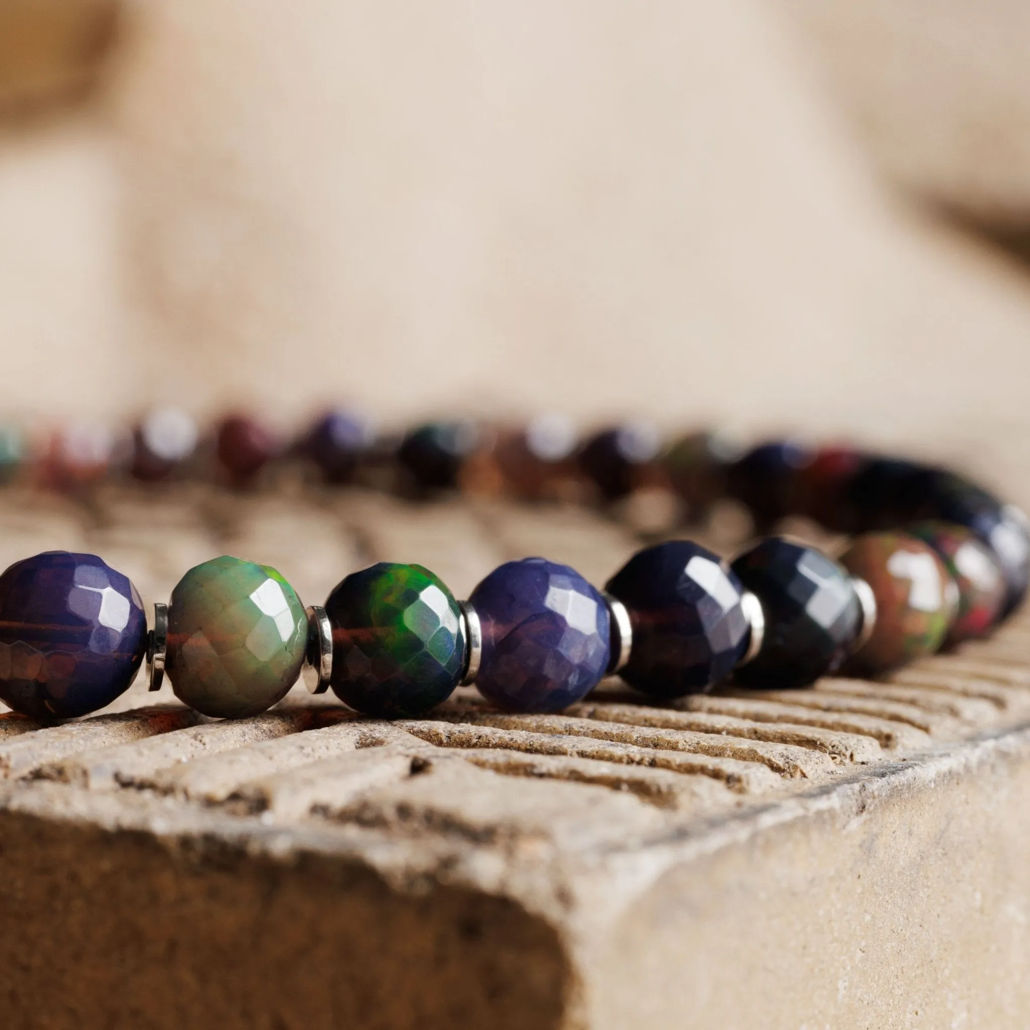 Ethiopian Black Opal Bracelet XI (3-8mm)