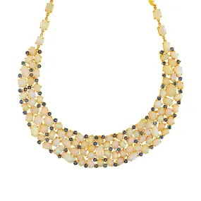 Ethiopian Opal & Blue Sapphire Necklace In 18K Yellow Gold