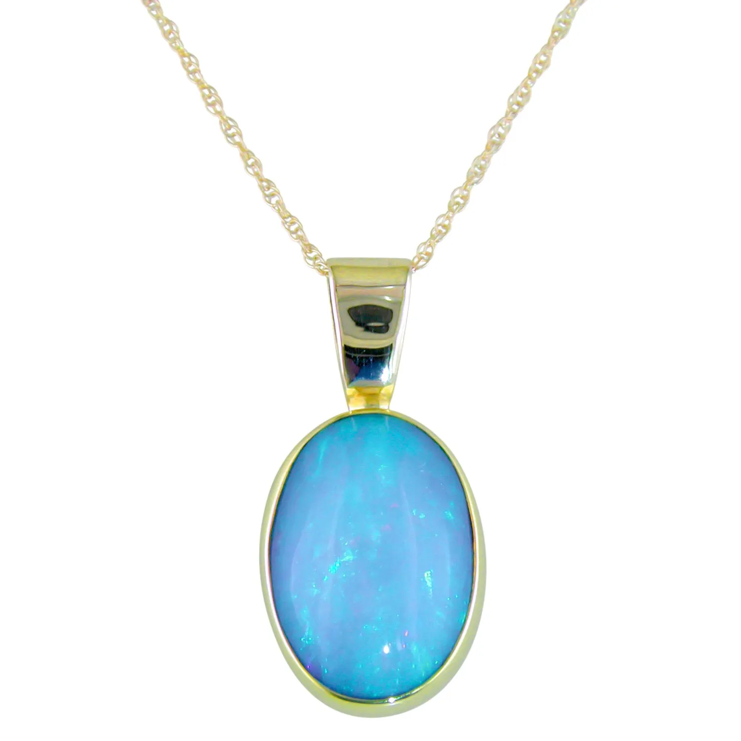 Ethiopian Opal Oval Necklace Pendant 22K & 14K Gold