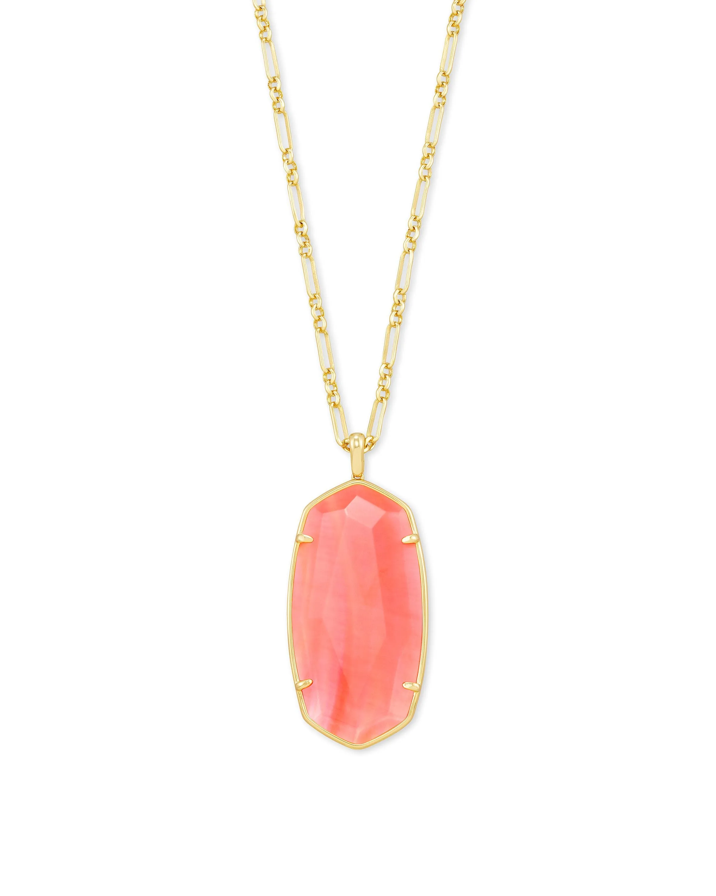 Faceted Reid Long Necklace Gold - Coral Illusion