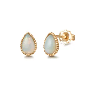 FANCIME "Lumi" Opal Pear 14K Solid Yellow Gold Studs