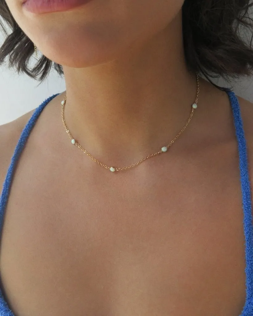 Five Bello Opal Necklace  - 14k Yellow Gold Fill