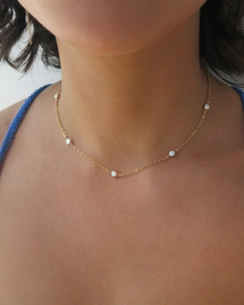 Five Bello Opal Necklace  - 14k Yellow Gold Fill