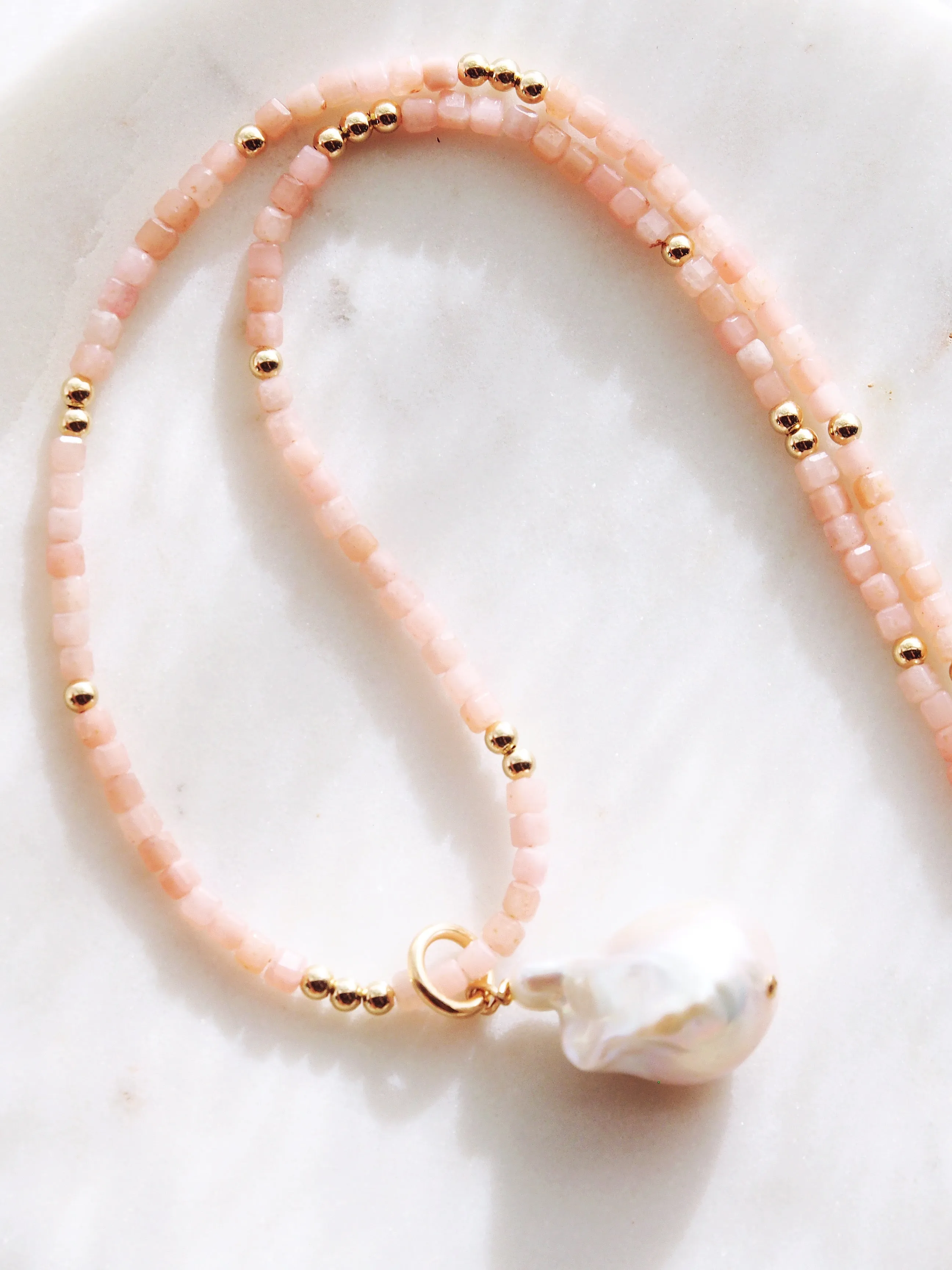 Flameball Baroque Pearl and Gemstone Necklace - Keahi