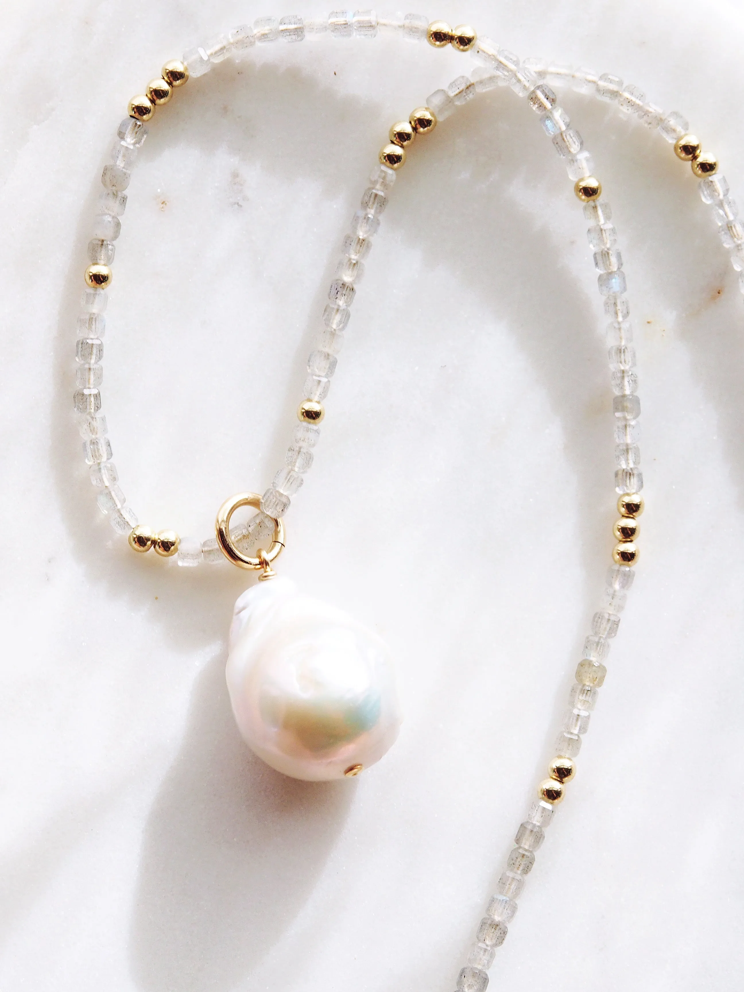 Flameball Baroque Pearl and Gemstone Necklace - Keahi