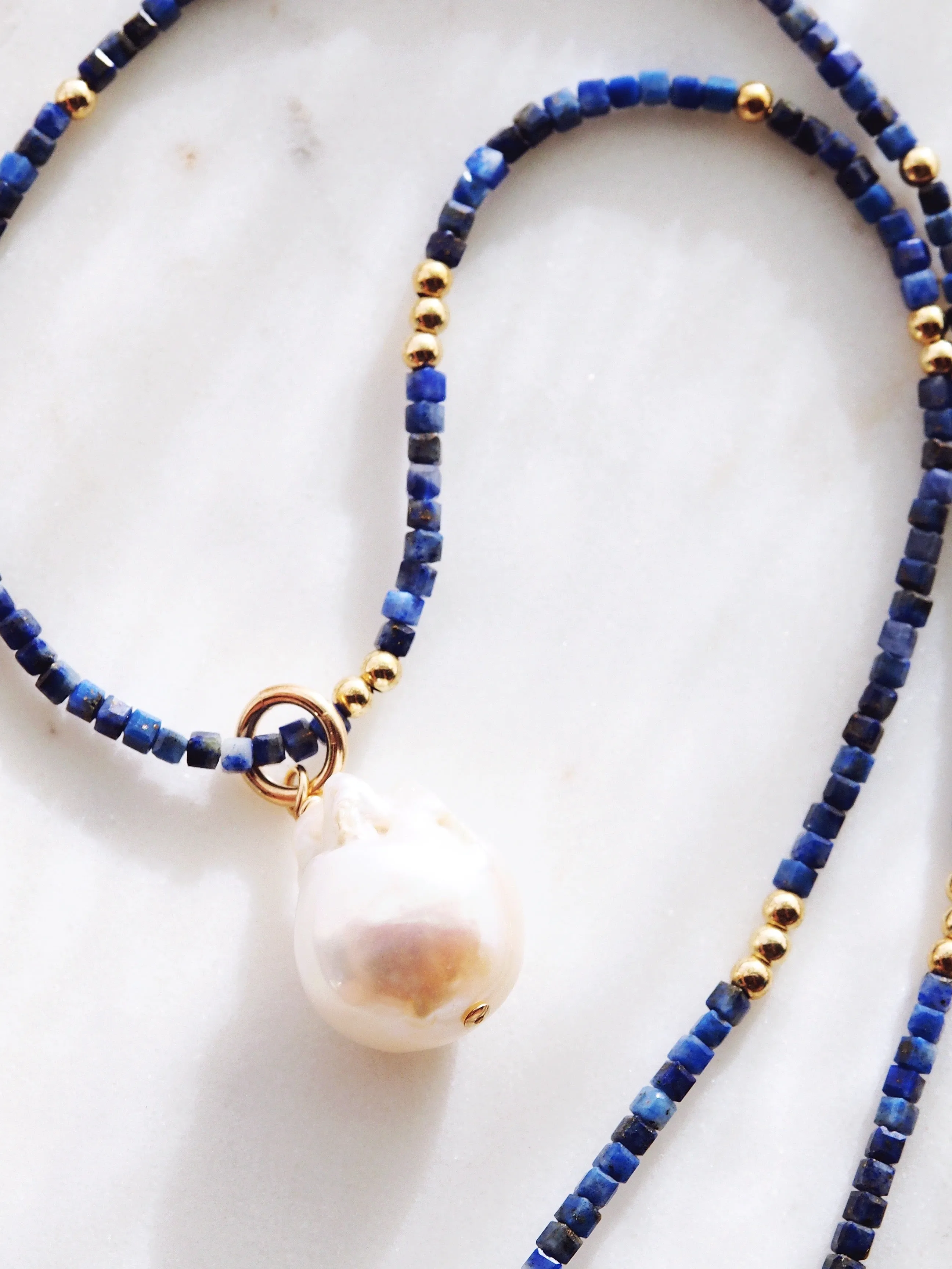 Flameball Baroque Pearl and Gemstone Necklace - Keahi