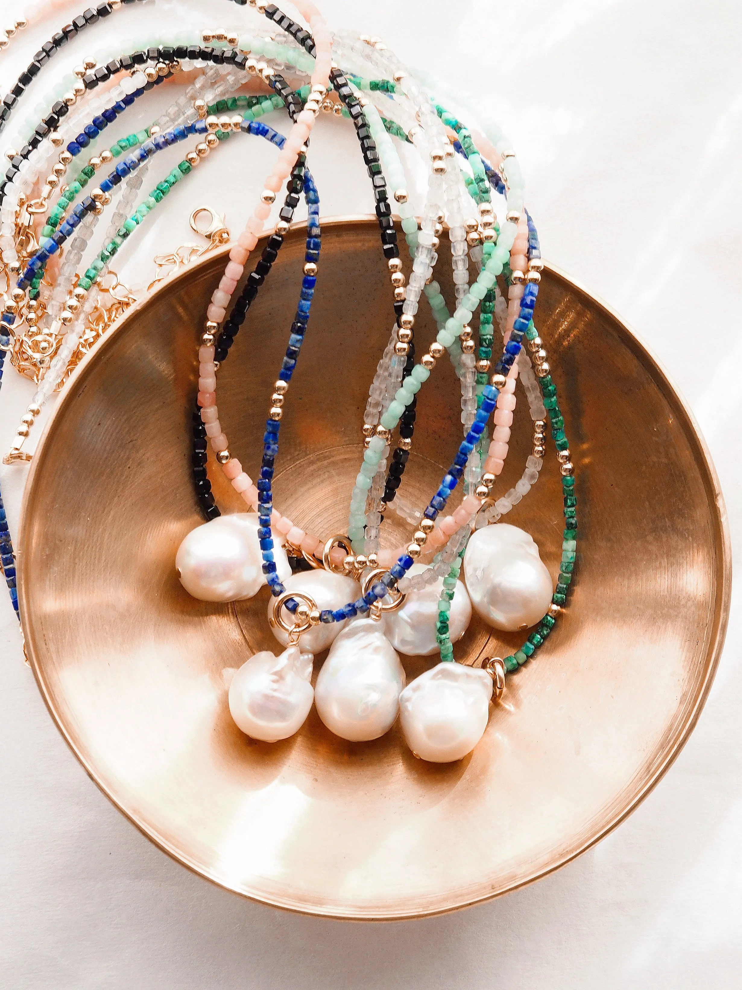 Flameball Baroque Pearl and Gemstone Necklace - Keahi