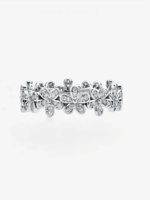 Flower Ring, Flower Days Diamond CZ .925 Sterling Silver Waterproof Eternity Ring