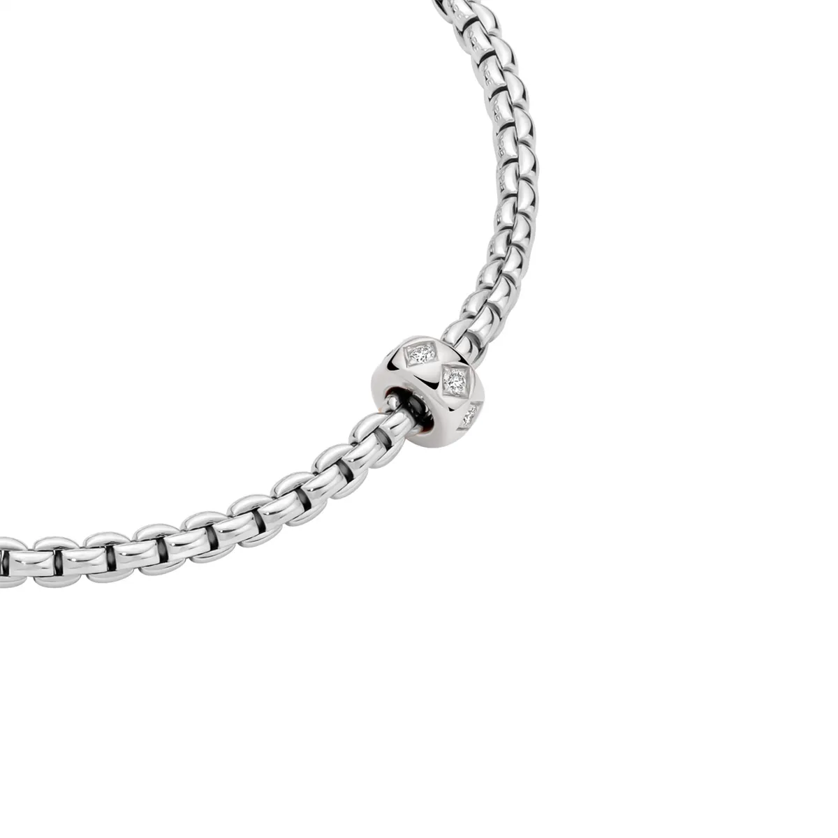 Fope 18K White Gold Eka Collection Necklace with Diamond Rondel, 17 inch