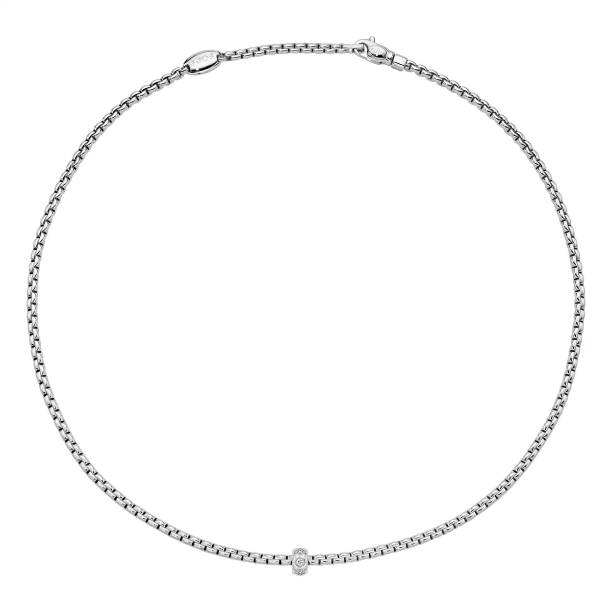 Fope 18K White Gold Eka Collection Necklace with Diamond Rondel, 17 inch