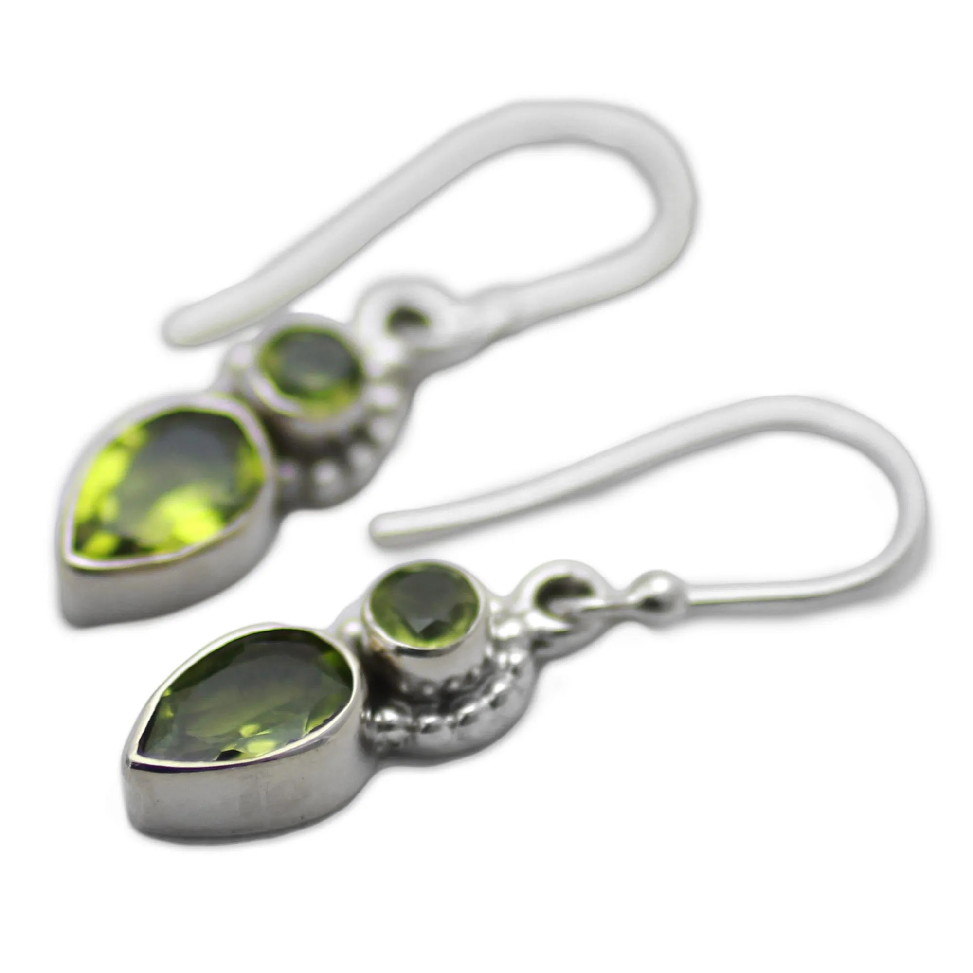 Forest Sparkle Peridot and Sterling Silver Dangle Earrings from India