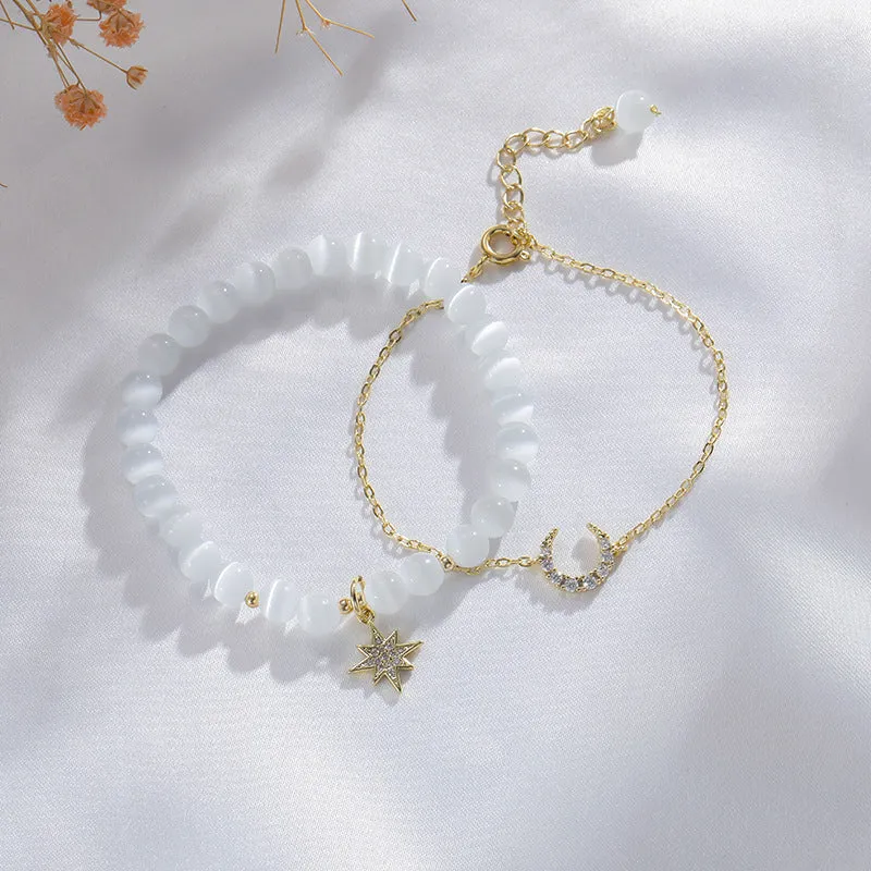 Fortune's Favor Sterling Silver Opal Bracelet with Minimalist Korean Design for Female Students