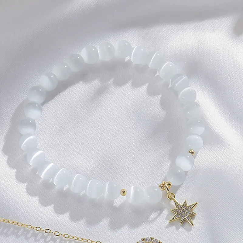 Fortune's Favor Sterling Silver Opal Bracelet with Minimalist Korean Design for Female Students