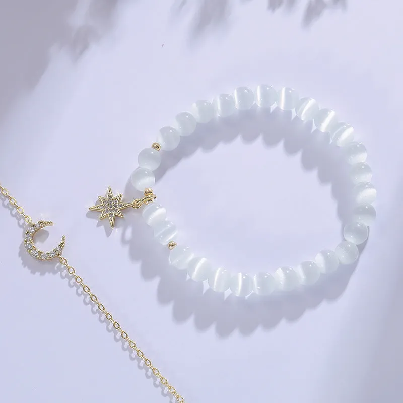 Fortune's Favor Sterling Silver Opal Bracelet with Minimalist Korean Design for Female Students